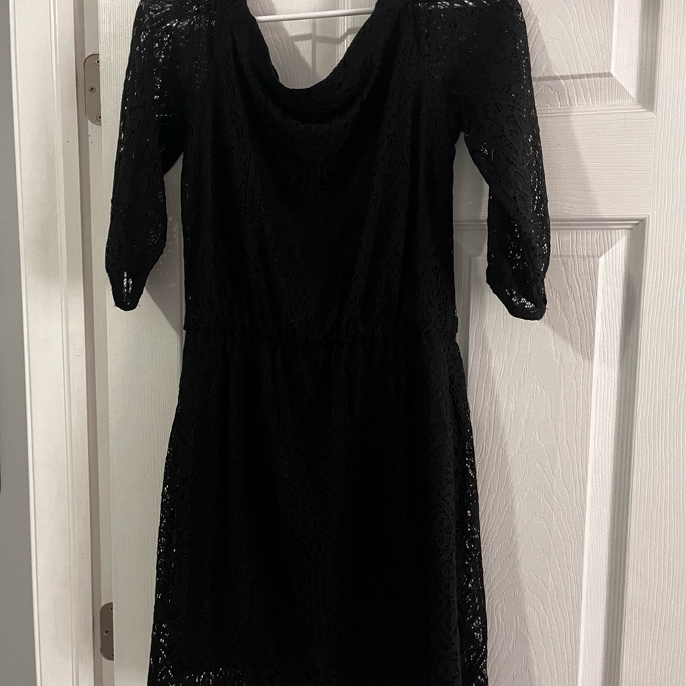 White House Black Market Black Cowl Neck Sheath Dress